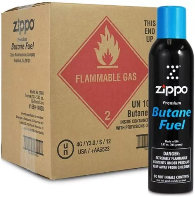 12 cans (1 case) Zippo 5.82oz Premium Butane Fuel