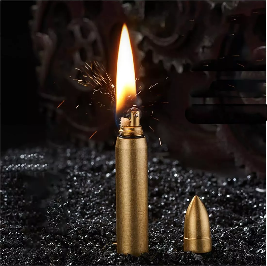 1pc Butane Torch Lighter Fuel Refill Lighter and Set Strong Flame Windproof Lighter for Men Lighter Creative Lighter, Kerosene, Pure Copper Lighter, Personalized Retro Wheel Lighter, Pendant (no Gas)