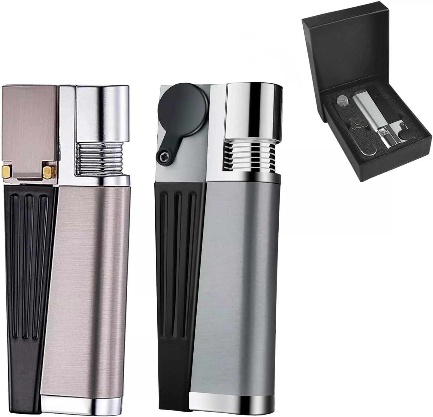 2 Pcs Foldable Lighter,Multi-Purpose Portable Lighter with Accessories,2 in 1 Refillable Lighter Torch,Gift for Men and Women(Gas Not Included)