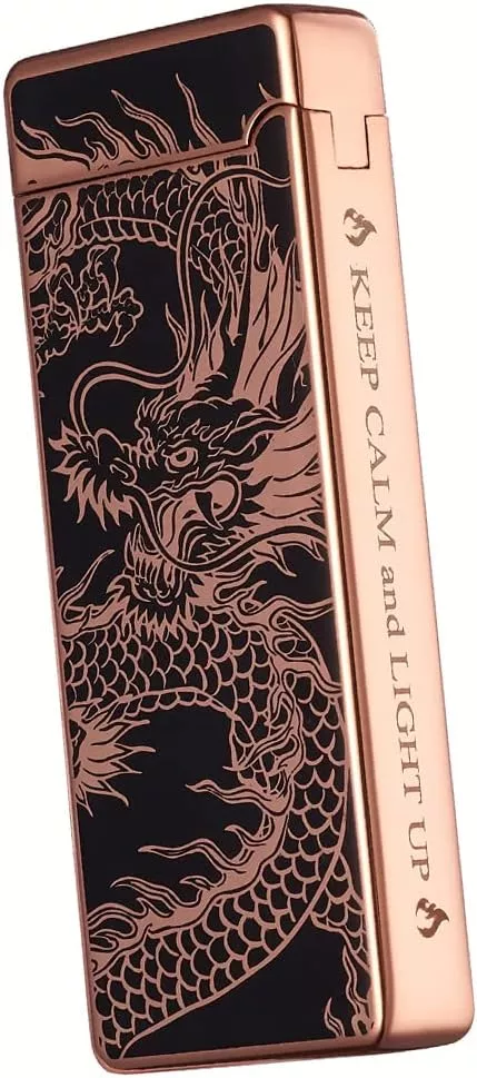 Custom Electric Lighter Personalized Kitchen for Candle Gift Windproof USB Rechargeable Dual Arc for Camping Christmas Father’s Day Valentine’s Day… (Custom) (Dragon Custom)