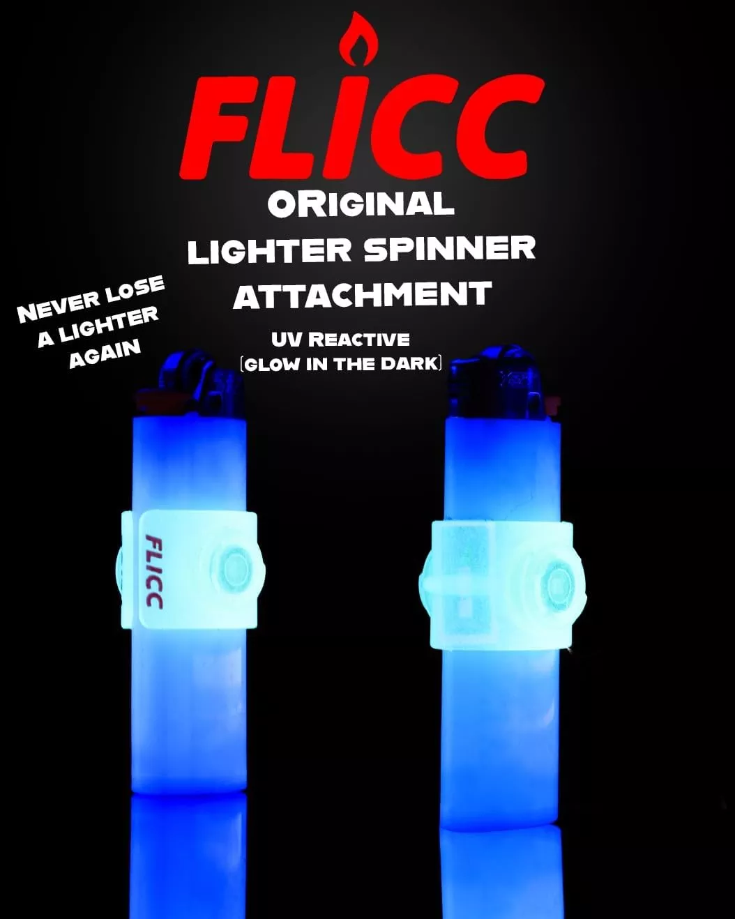 -The Original Spinner CASE for BiC Lighters – Glow in The Dark Spinner – Stress Relieving Lighter Fidget Attachment – Fits BiC Lighters –