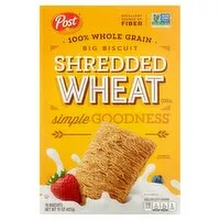Post Shredded Wheat 100% Whole Grain Big Biscuit Cereal, 18 count, 15 oz, 15 Ounce