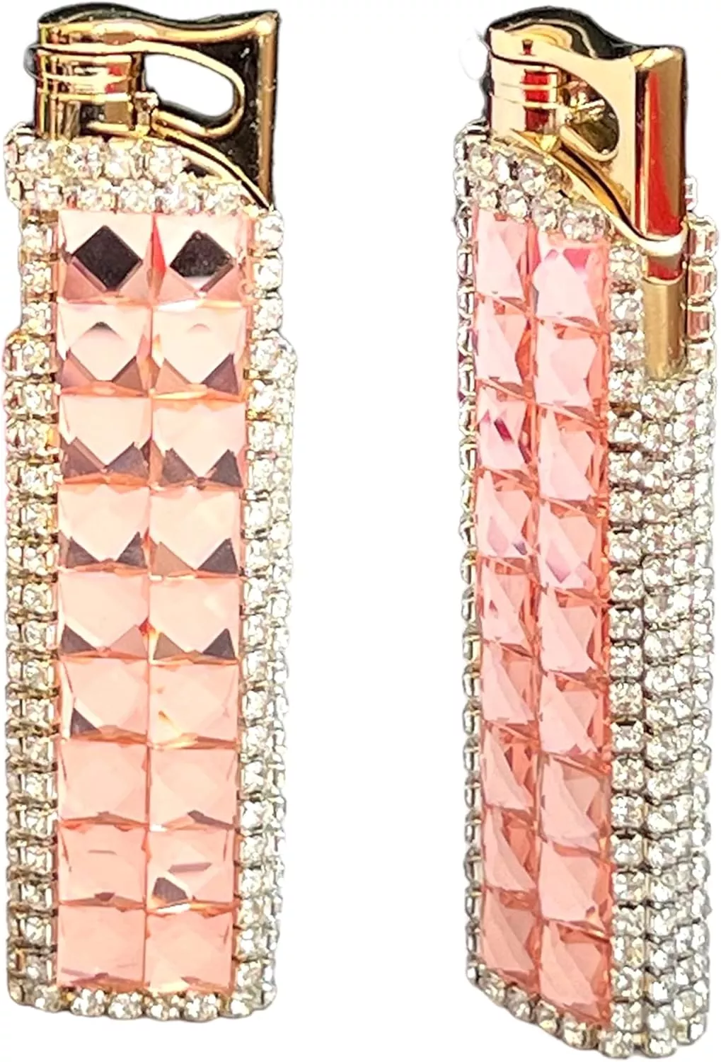 Rhinestone Bling Lighter Luxury Torch Refillable Windproof Elegant Evening Party Gift Luxe (Champagne)