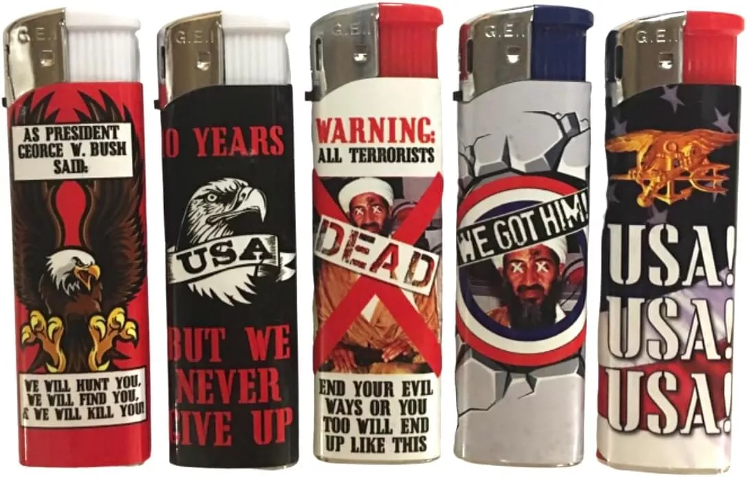Vintage Osama is Dead Patriotic USA Electronic Lighters 5 Pack, Assorted, 6611694