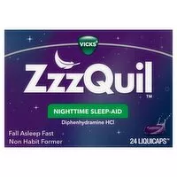 ZzzQuil LiquiCap Sleep Aid, Diphenhydramine 25mg HCl,Sleep Aids for Adults, Nighttime Sleep Aid, , 24 Each